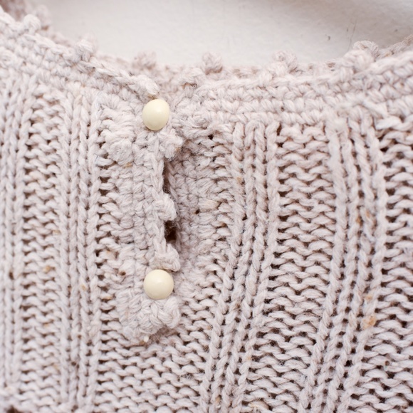 Unbranded Crochet Knit Women's Oatmeal Sweater with Feminine Detail - Picture 8 of 12